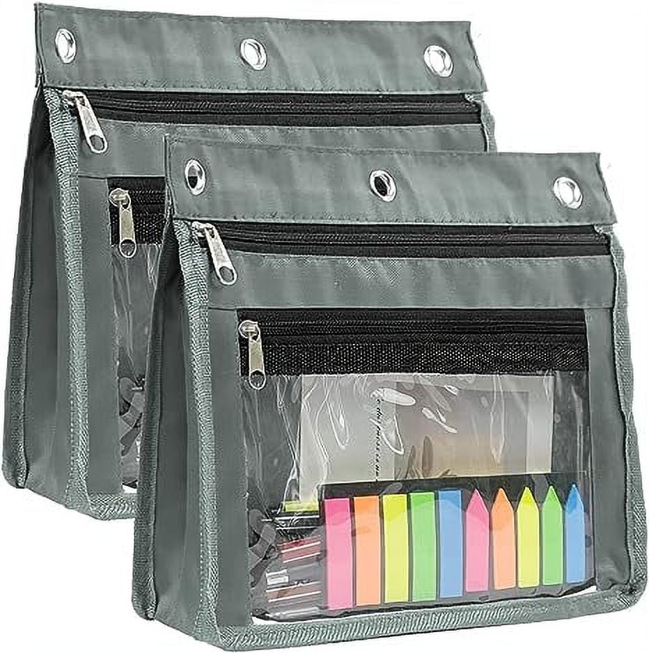 1 inch Expandable Pencil Pouch for 3 Ring Binder, 2 Pack Large Capacity