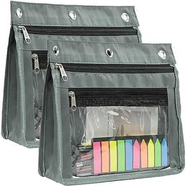 1 inch Expandable Pencil Pouch for 3 Ring Binder, 2 Pack Large Capacity