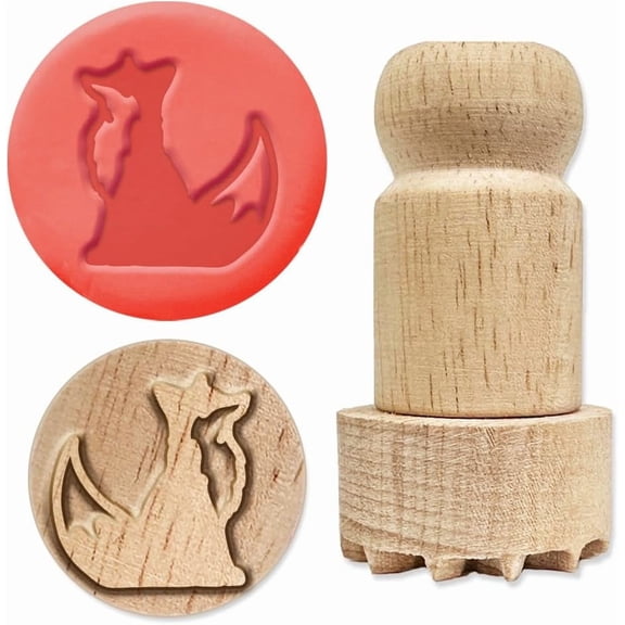 1 inch Fox Round Wooden Clay Stamp for Card Making DIY Craft Letter Diary and Scrapbooking Multi-color