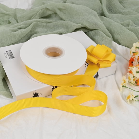 GTYBOVA 1 inch Yellow Grosgrain Ribbon 50 Yards for Gift Wrapping Weddings DIY Floral Decor Sewing & More