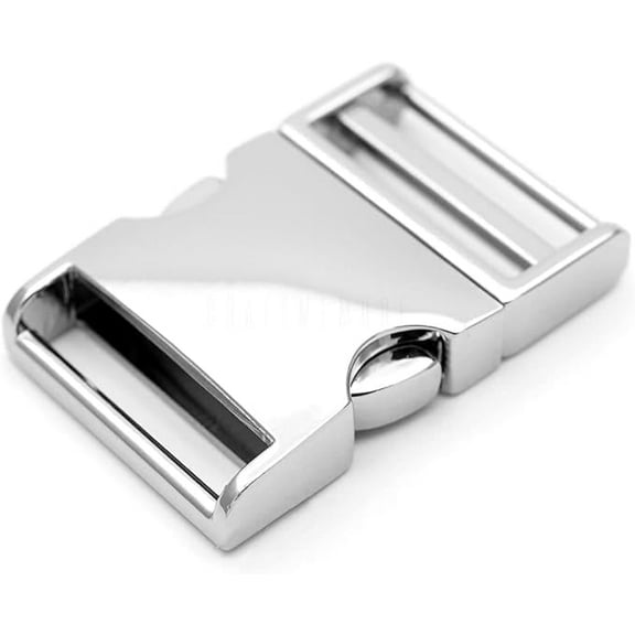 1 inch Metal Curved Side Release Buckle Adjustable Clip Lock for Belt Backpacks Dog Collar 2 Pack (Silver)