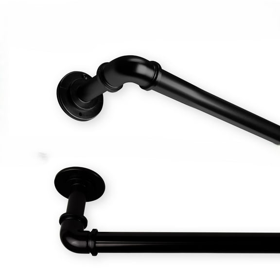 Contemporary Home Living Pipe Blackout Metal Curtain Rod - 170" - Black