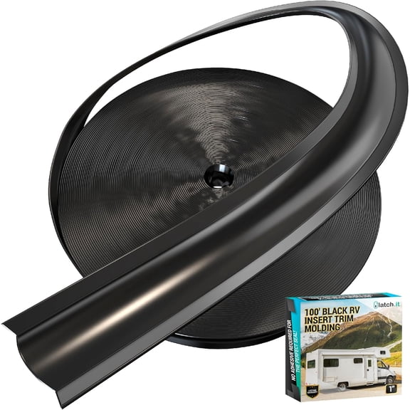 1-Inch Black RV Trim Molding Insert | 100-Foot RV Weather Stripping Exterior | Camper Weather Stripping, Vinyl Trim Insert | UV-Resistant Flexible Rubber Seal Strip for Trailer DIYers