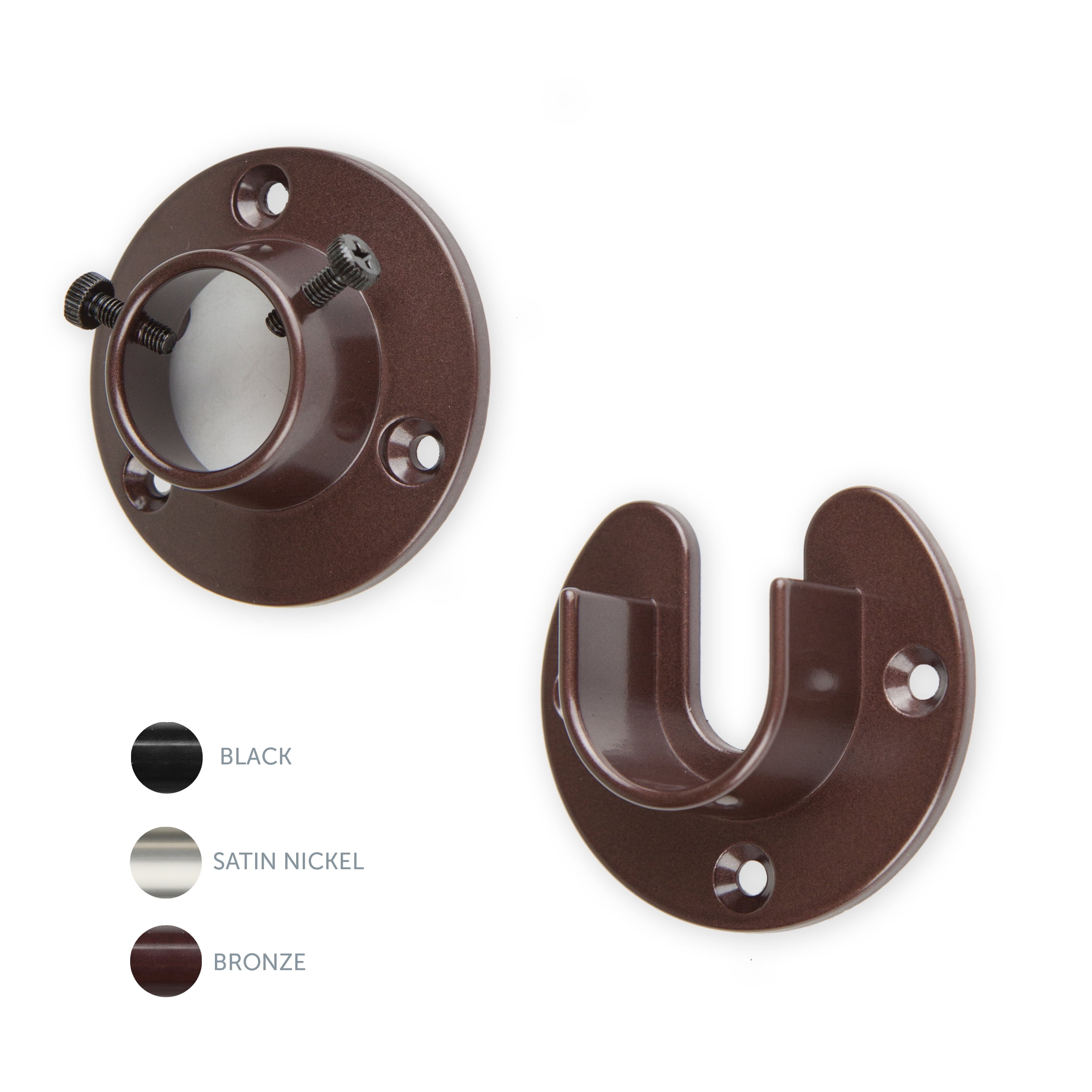 Bronze 1-Inch Wall-Mount Rod Socket Set