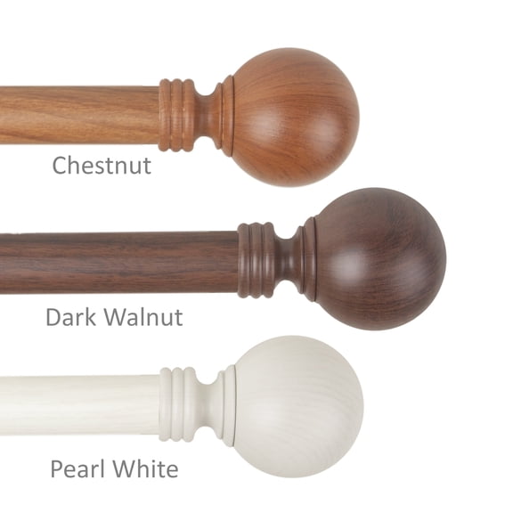 1 inch Round Faux Wood Curtain Rod 160-240" - Pearl White