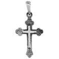 thumbnail image 1 of 1 inch Sterling Silver Budded Cross Necklace for Men and women Diamond-Cut Oxidized finish 18 inch BX_15, 1 of 4