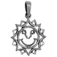thumbnail image 1 of 1 inch Sterling Silver Hindu Sun Symbol Surya Necklace Cut-out Diamond-Cut Oxidized finish 16 inch BX_15, 1 of 4