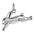 thumbnail image 1 of 1 inch Sterling Silver Running Rabbit Necklace Diamond-Cut Oxidized finish 18 inch BX_15, 1 of 4