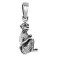 thumbnail image 1 of 1 inch Sterling Silver Sitting Monkey Necklace Diamond-Cut Oxidized finish 20 inch BX_15, 1 of 4