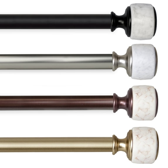 1 inch Vincenzo Curtain Rod 28-48" - Satin Nickel