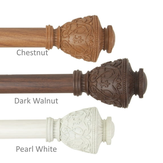 1 inch Virginia Faux Wood Curtain Rod 160-240" - Pearl White