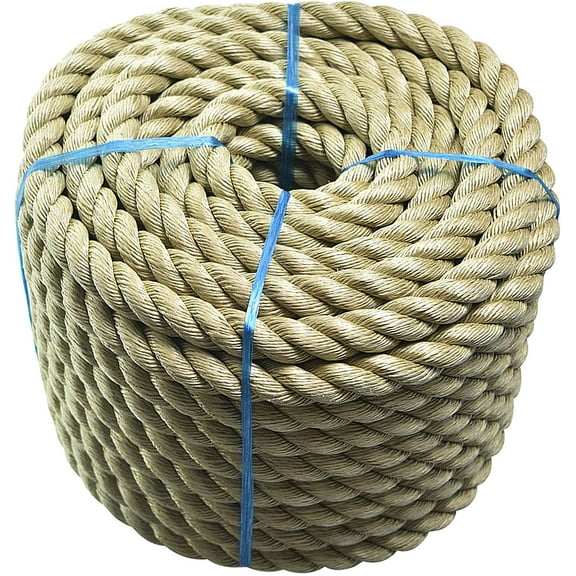 1 inch x 100 feet Twisted ProManila - UnManila Rope, Tan Twisted 3 Strand Polypropylene Rope Cordage for Marine, Nautical, DIY Projects, Tie Downs