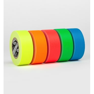 1 inch x 11 yard MIX of 5 pcs Fluorescent Gaffer Tape | Green+Yellow+Blue+Pink+Orange | MiniGaff Tape - 120 Mesh @trueGAFF