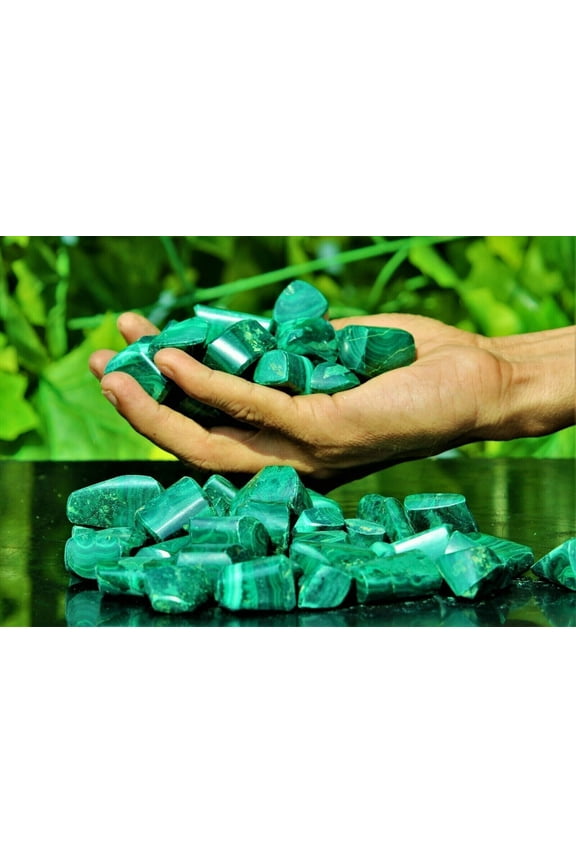 1 kg / 2.2lbs Gemstone Tumbled Pebbles Stones Congo Green Malachite Crystal Reiki Healing Energy