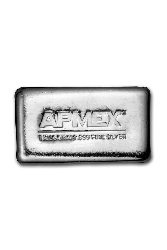 1 kilo Cast-Poured APMEX Silver Bar