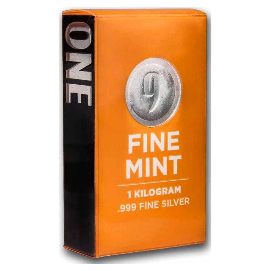1 kilo Cast-Poured Silver Bar - 9Fine Mint