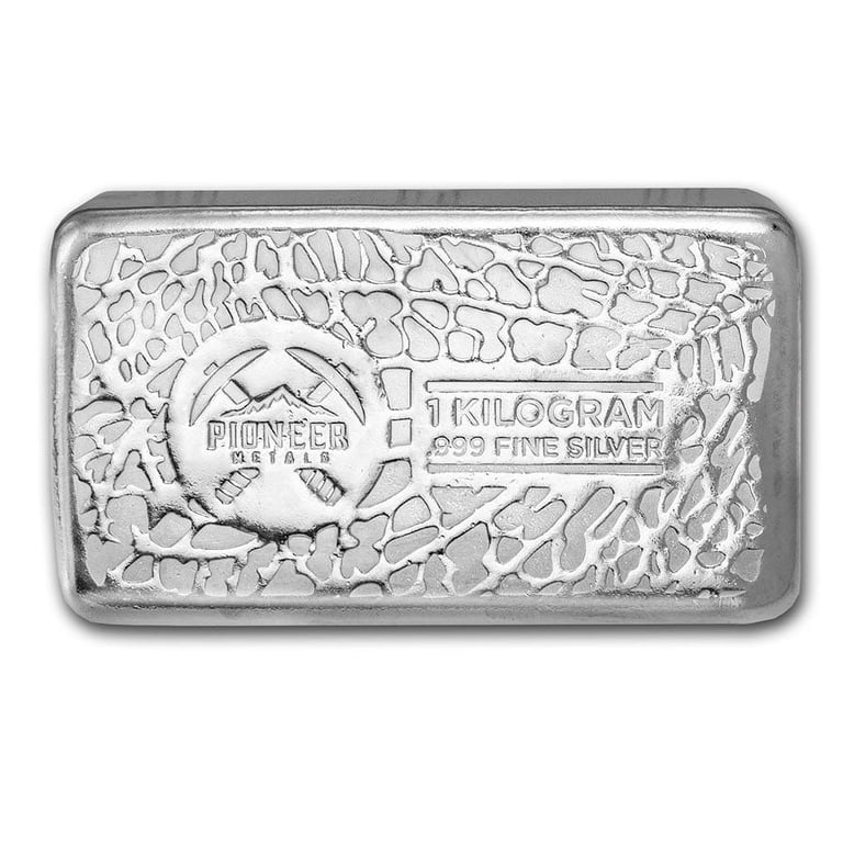純銀　silver Bar 10オンス　鋳造銀地金　パイオニアメタルズ Pioneer Metals 1 Kilo Silver Bar, .999 Fine, Cast-Poured, IRA