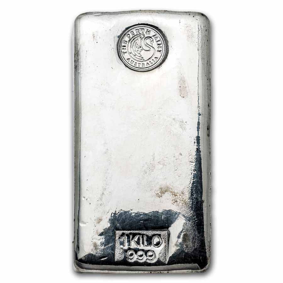 1 kilo Silver Bar - Perth Mint (Poured, Old Style)