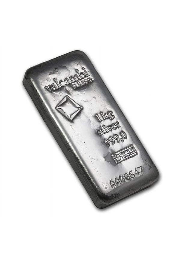 1 kilo Silver Bar - Valcambi (Cast, w/Assay)