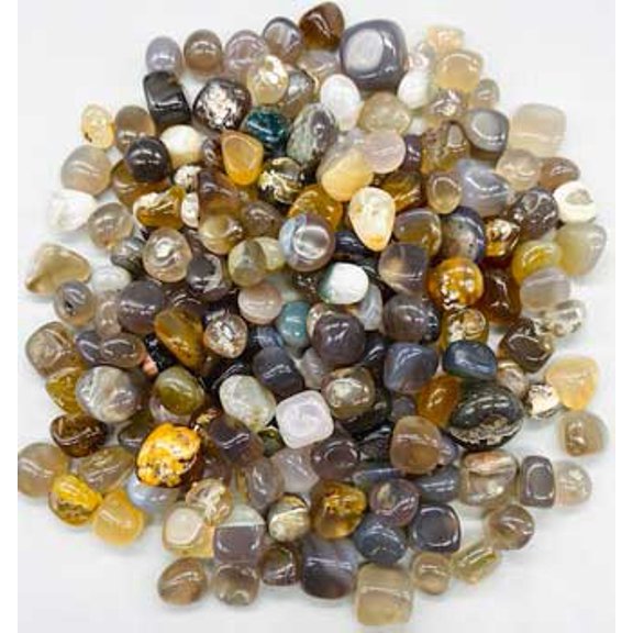 1 lb Agate, Grey tumbled chips 8-12mm