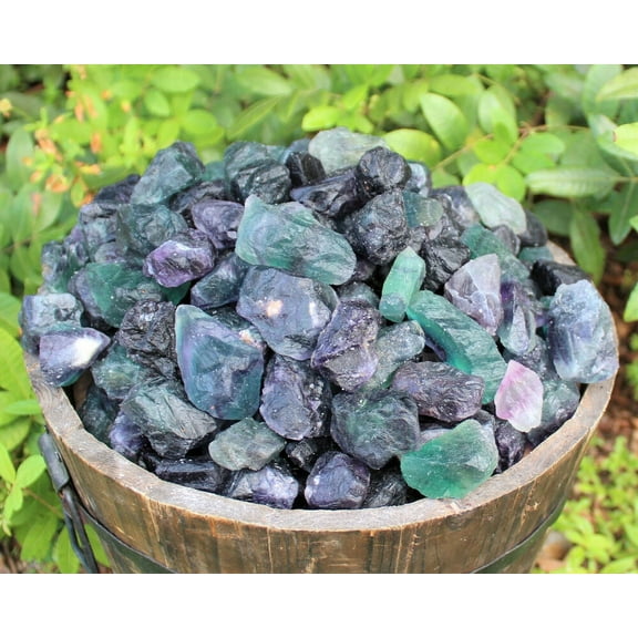 1 lb Bulk Lot Natural Rough Fluorite (Crystal Healing Raw Rock Mineral)