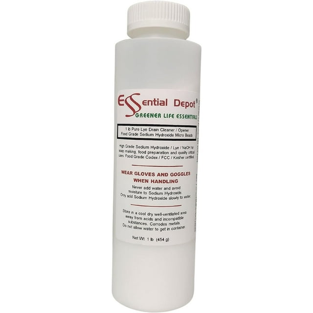 1 lb Food Grade Sodium Hydroxide Lye EvenlySized Micro Pels Beads or