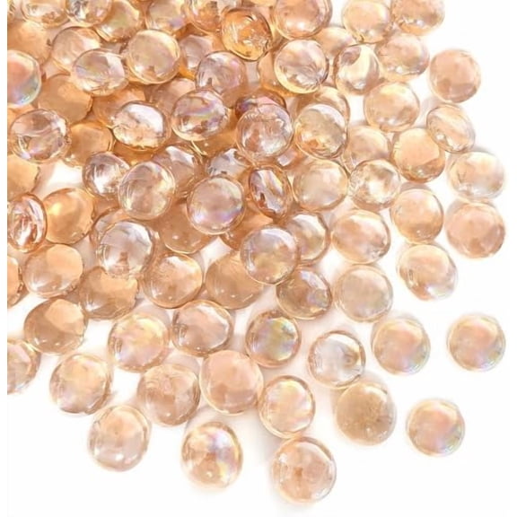 1 lb Pink Glass Beads for Vases, 100 Pcs Glass Pebbles, Flat Marbles Stones for Vase, Aquarium, Candle, Crafts, Centerpieces and Wedding Decoration