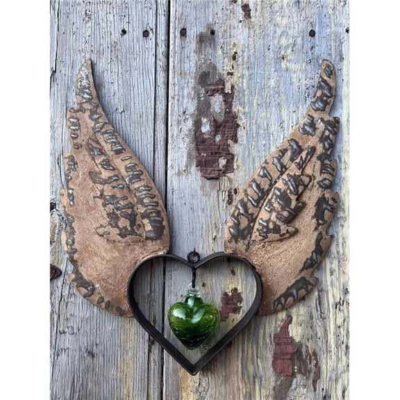 1 lbs Medium Up Wings Heart with Extra Small Glass Crackled Lime Heart