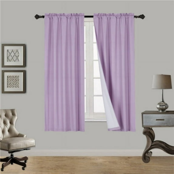 1 lilac Single Panel Solid Foam Lined Blackout Window Curtain Panel Treatment Drape Rod Pocket Size 63" Long R64