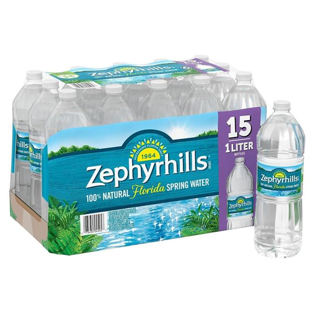 1 ltr Zephyrhills 100 Percent Natural Spring Water, Pack of 15