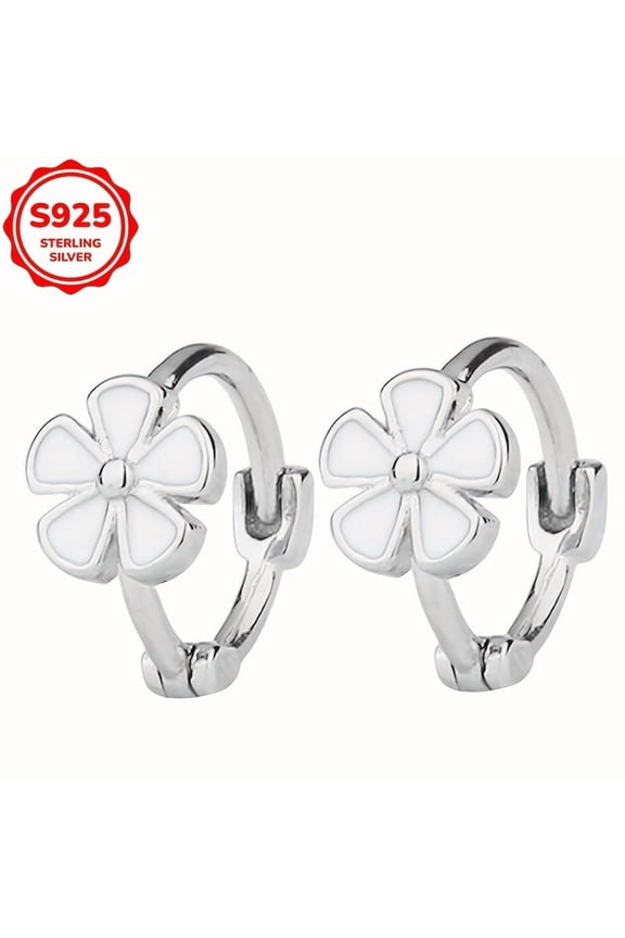 1 luxury 925 sterling silver coated petal wreath earrings with resin inlay, February birthstone, women's fashion jewelry, everyday and gift-giving occasions, suitable for all seasons - 1 g,Silver