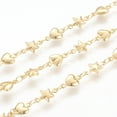 thumbnail image 1 of 1 m 3.28 Feet Brass Link Chain Long-Lasting Plated Soldered Star and Heart Real 18K golden Plated 3.5x3x0.5mm Star: 10.5x6x2mm Heart: 10x5.5x2mm, 1 of 2