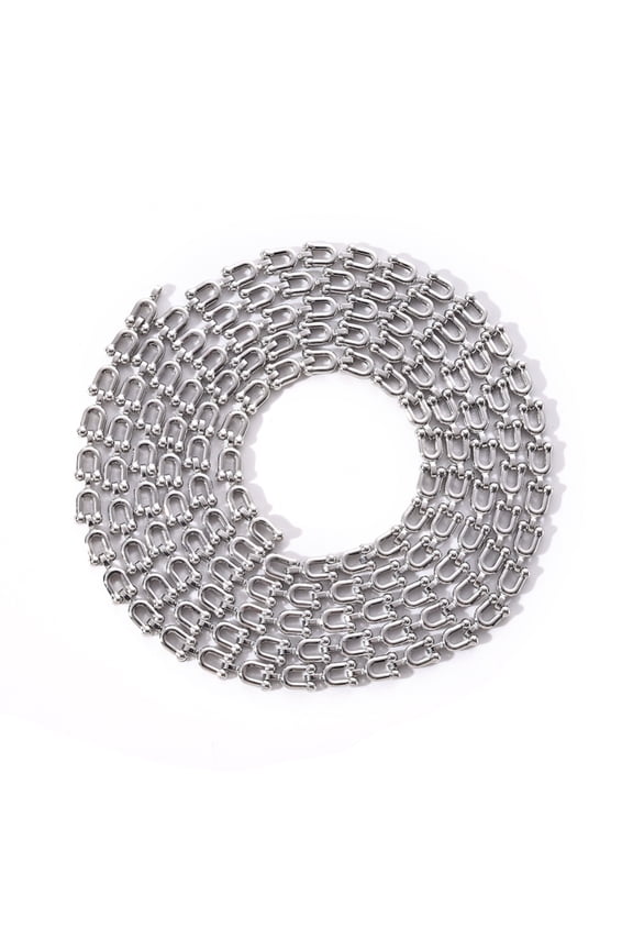 1 m Brass Link Chains U Shape Unwelded Platinum 9.5x5x2mm