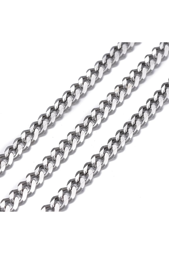 1 m Resistant 3.28 Feet 304 Stainless Steel Twisted Chains Curb Chain Diamond Cut Chains Unwelded Stainless Steel Color 4x3x0.8mm