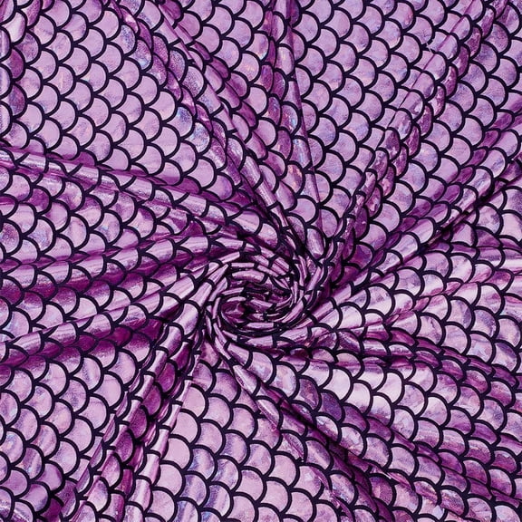 1 m Scales Orchid Purple Hologram 2 Way Stretch Fish Scale Fabric Sparkly Spandex Printed Fabric for Clothes Sewing DIY Craft