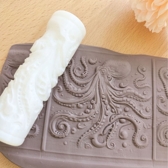 1 marine animal embossed texture roller | terrain texture roller | craft making tools