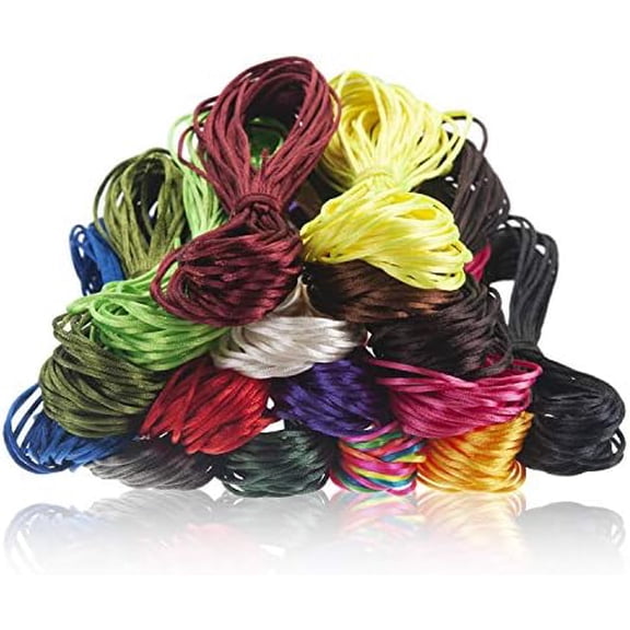 1 mm Nylon Cord for Bracelet Making, Silk Rattail Satin Cord for Chinese Knotting 16 Bundles, 175 Yards Totally Nylon String Beading Thread Rope for Jewelry, Necklace, Trim, Kumihimo and Macrame