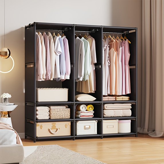 1 multi row simple wardrobe, 16mm metal tube and thickened connecting ...