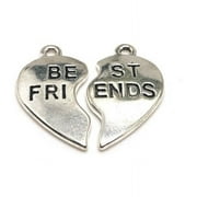 GUERRILLA CHARM 1 or 5 Sets: Silver BFF Best Friends Heart Charm Sets