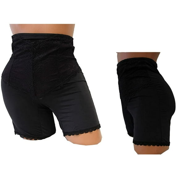 1 or 6 or 12 Pieces Shelley Lace Tummy Control High Waist Boyshorts Panty (Shelley) (XL X-Large, 12 Pieces Black Boyshorts Panties)