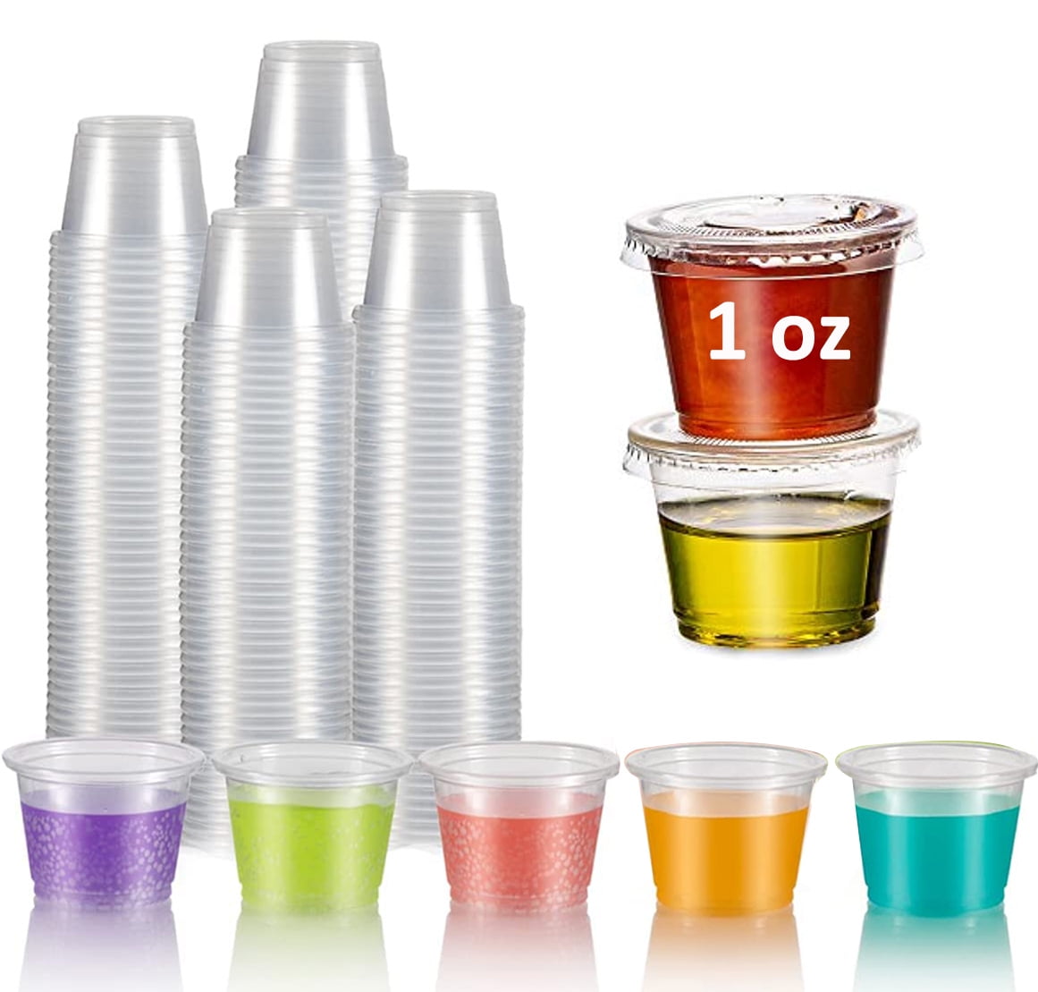 1-ounce disposable cup with lid, 200 sets-Jello strong glass, egg milk cup,  sampling cup, sauce cup.