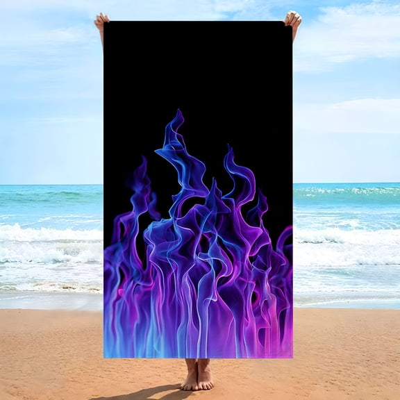 1 oversized flame pattern beach towel - soft microfiber large bath towel for swimming pools, camping, travel - unisex with bright flame design and flame print