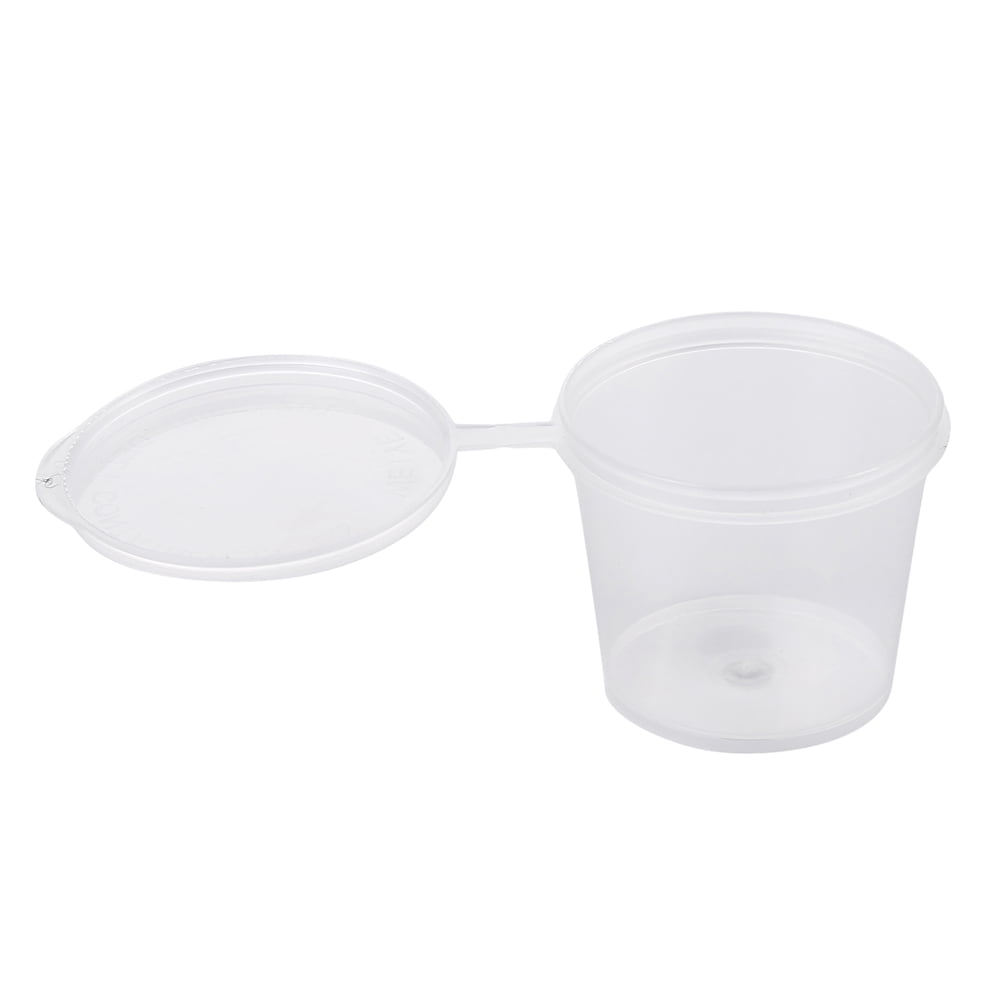 Zeml Portion Cups with Lids (2 Ounces 100 Pack) Disposable Plastic Cups for  Meal Prep Portion Control Salad Dressing Jello Shots Slime Medicine Premium Small  Plastic Condiment Container 2 oz.