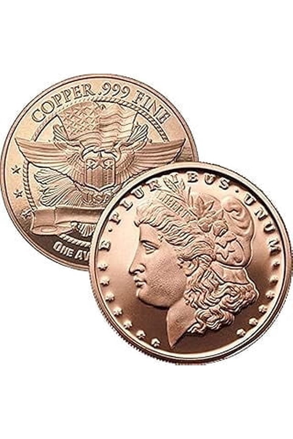1 oz .999 Pure Copper Round/Challenge Coin (Morgan Dollar Design)