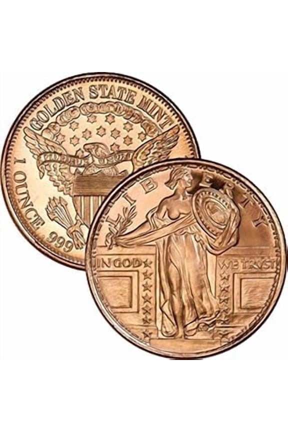 1 oz .999 Pure Copper Round/Challenge Coin (Standing Liberty)