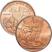 1 oz .999 Pure Copper Round/Challenge Coin Walking Liberty USA Eagle Back