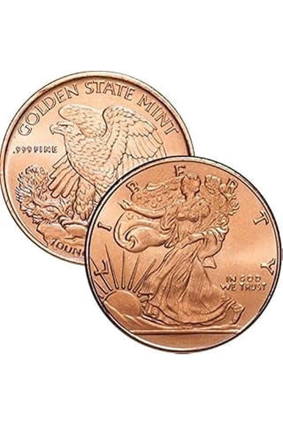 1 oz .999 Pure Copper Round/Challenge Coin (Walking Liberty)