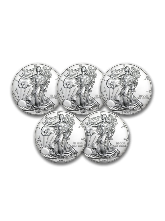 1 oz American Silver Eagle BU (Random Year) - Lot of 5