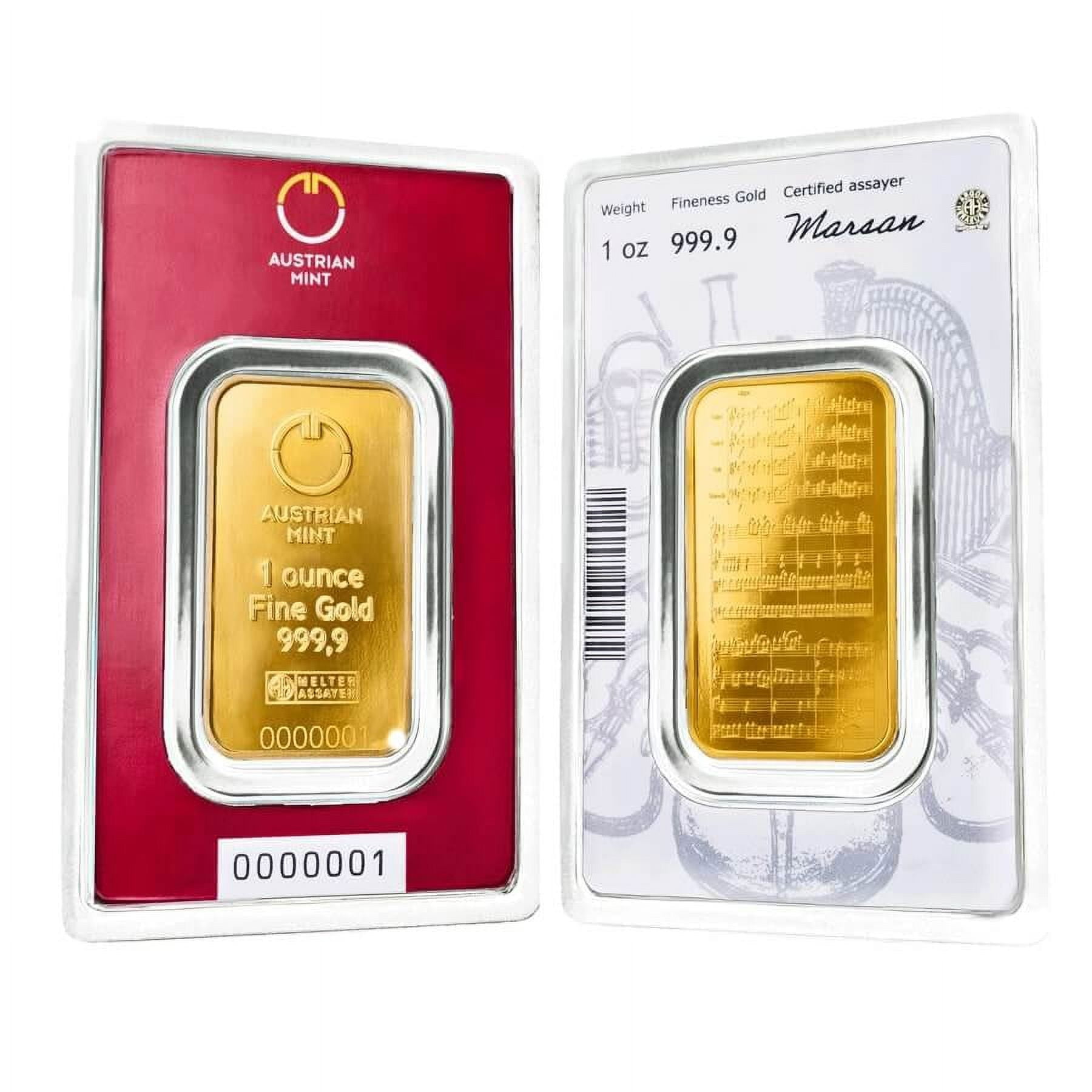 Austrian Mint 1 oz Gold Bullion Bar .9999 Fine (In Assay) - Walmart.com