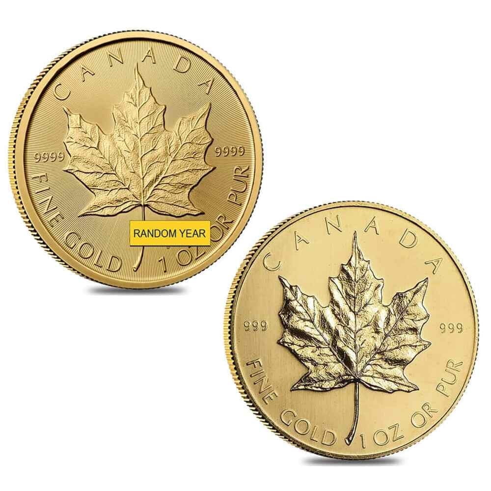 ROYAL CANADIAN MINT 1 oz Canadian Gold Maple Leaf $50 Coin (Random Year)
